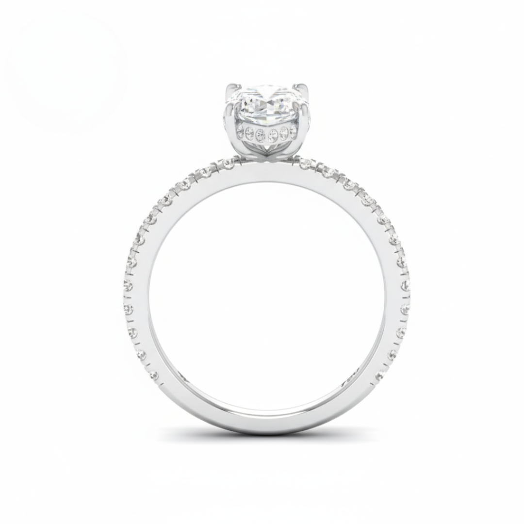 Lila Marquise Cut Diamond Engagement Ring with Diamond Hidden Halo and Diamond Band