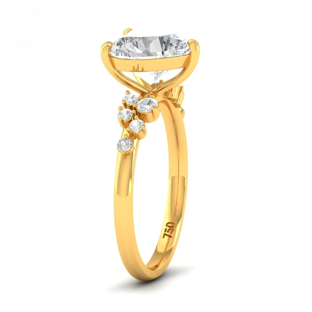 Lina Heart Cut Diamond Engagement Ring With Diamond Accent Band