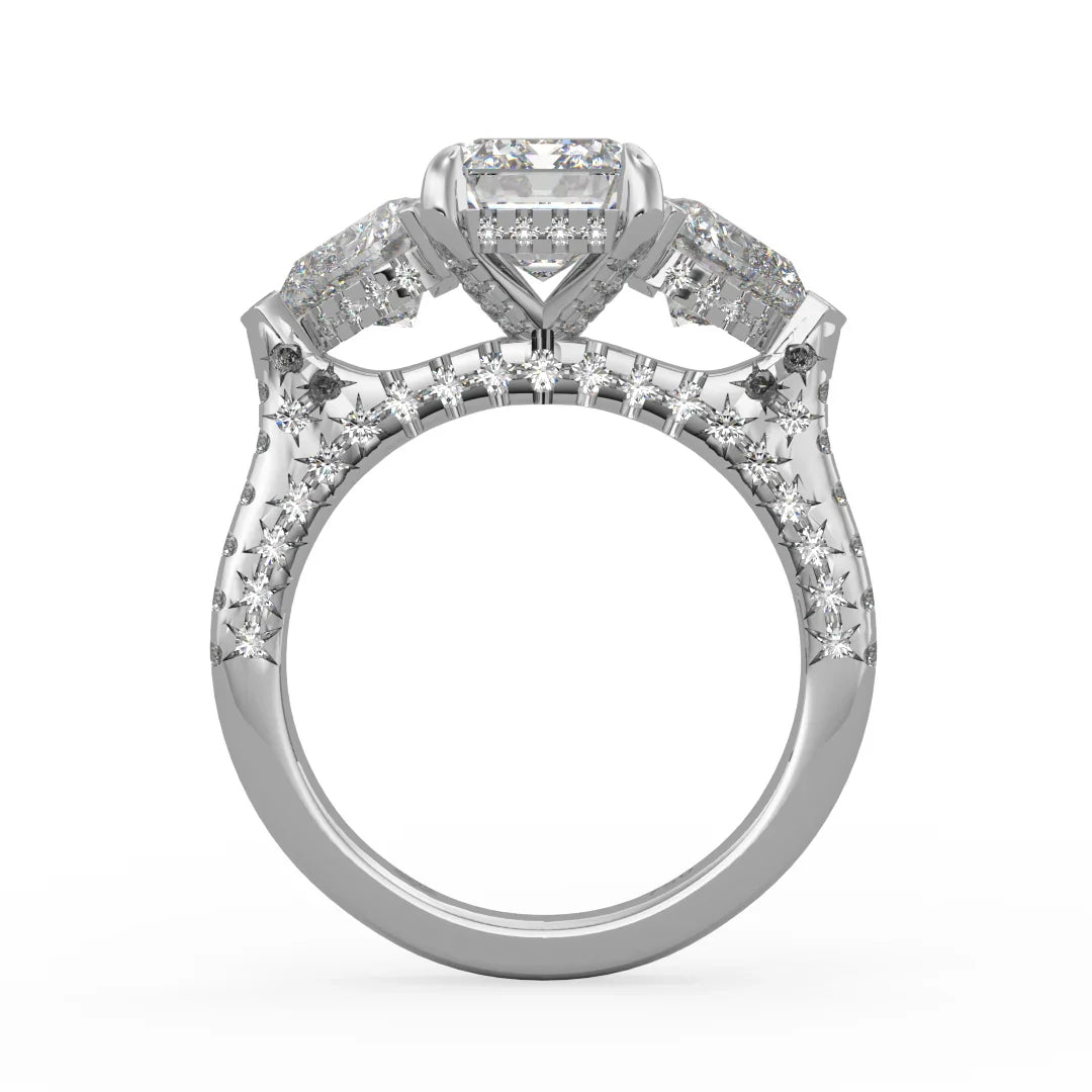 Seraphina Emerald Three Stone Diamond Ring