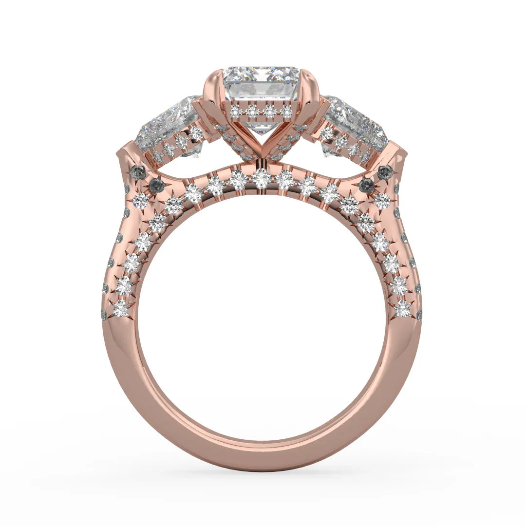 Seraphina Emerald Three Stone Diamond Ring