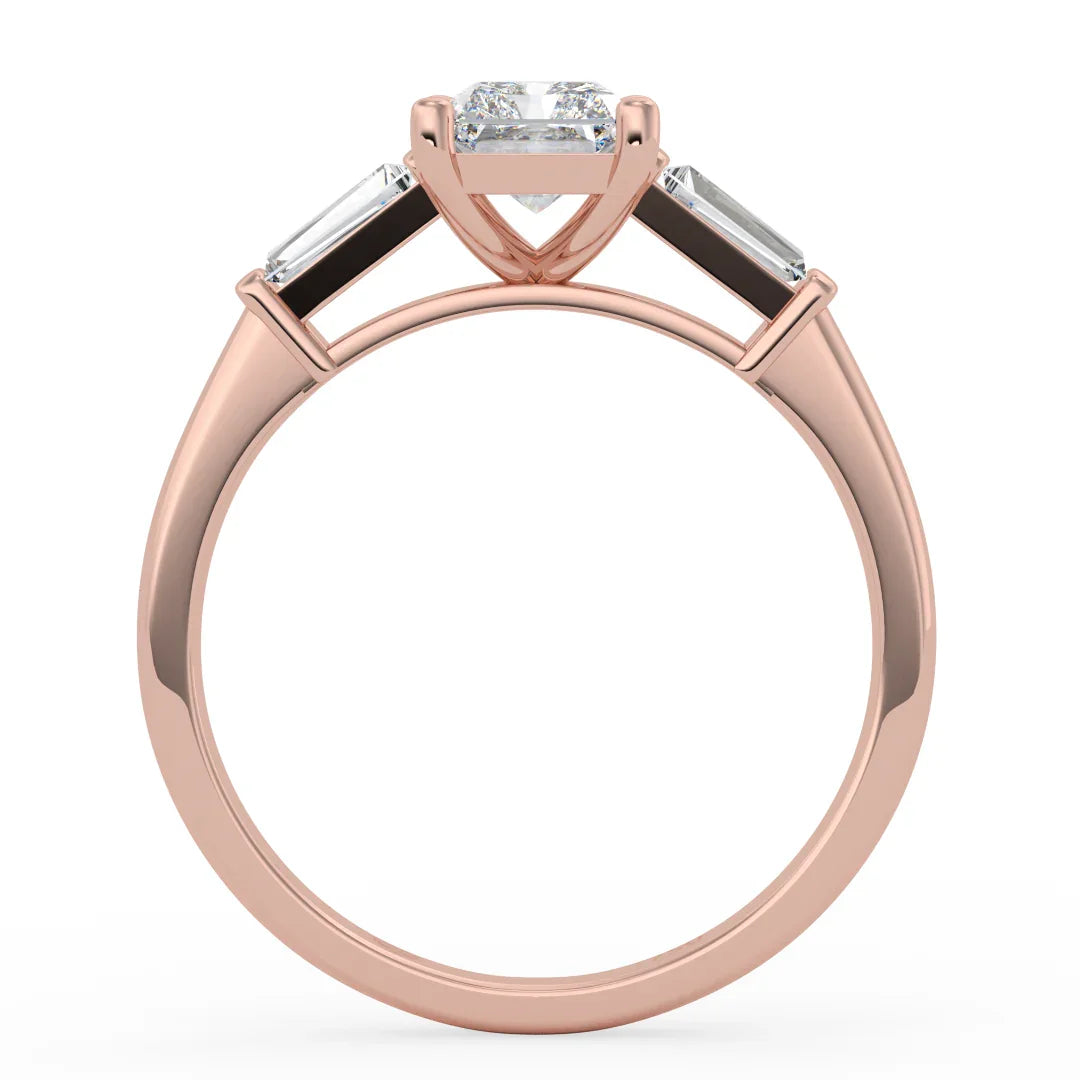 Aurora Radiant Diamond Ring with Tapered Baguette Accents