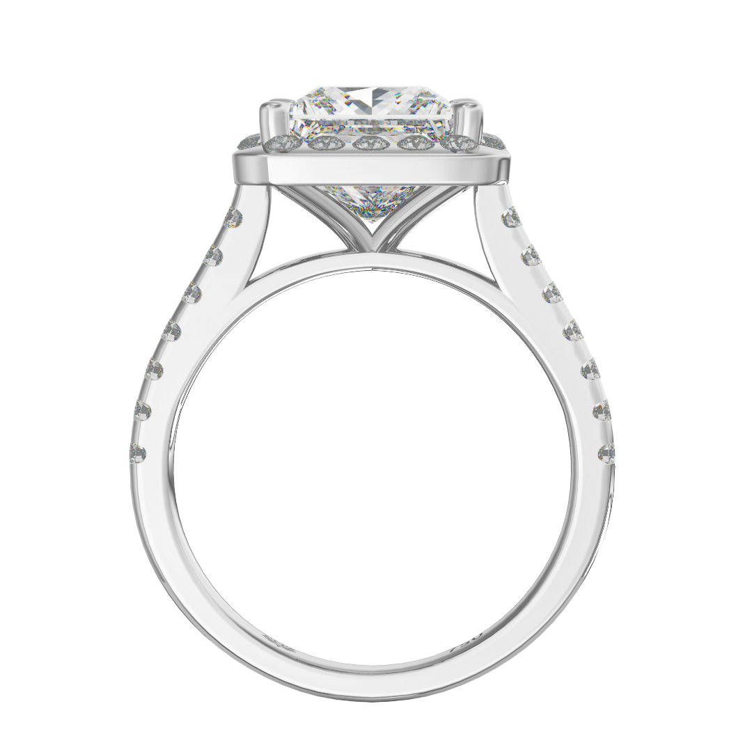 Guinevere Princess Diamond Hidden Halo Engagement Ring