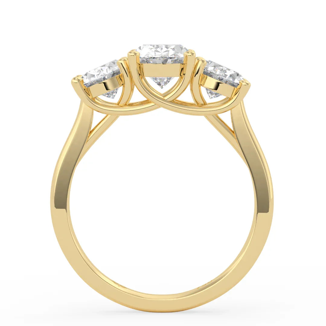 Genevieve Three Stone Oval Diamond Ring