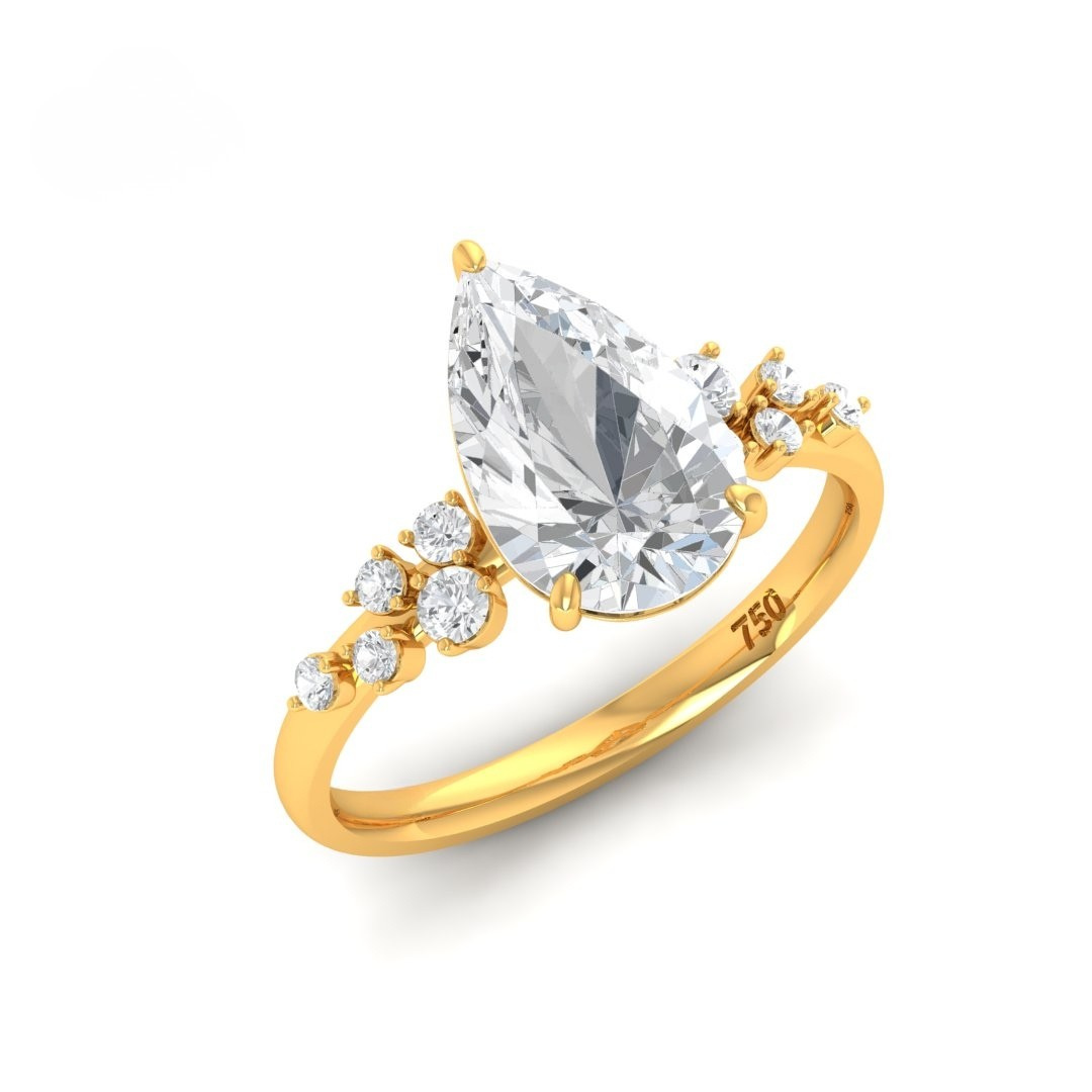 Lina Pear Cut Diamond Engagement Ring With Diamond Accent Band