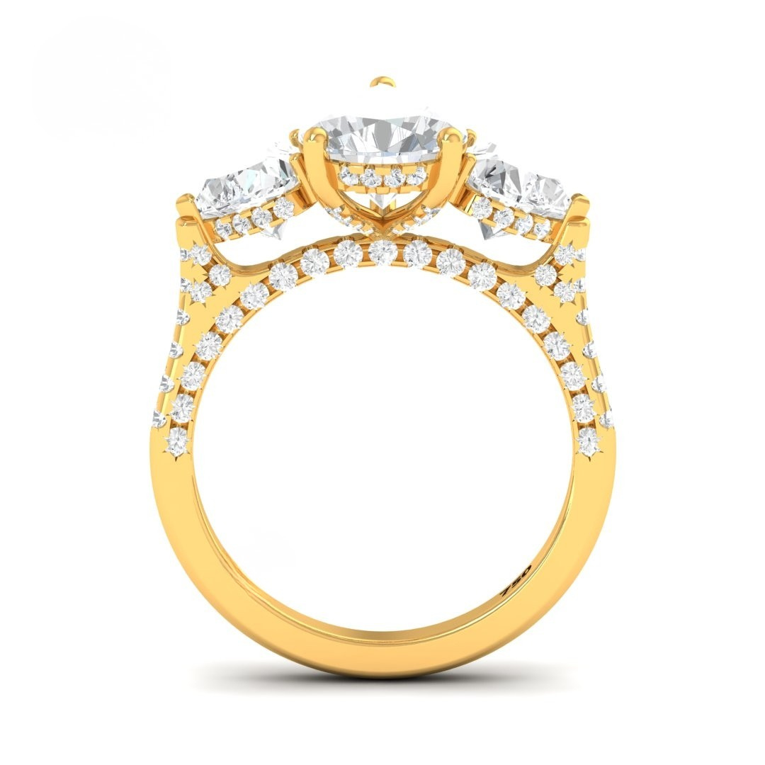 Vidhi Pear Cut Diamond Engagement Ring with Heart Cut Side Diamonds and 3D Diamond Band