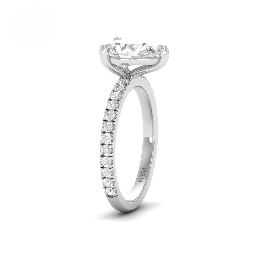 Athena Pear With Diamond Band Engagement Ring