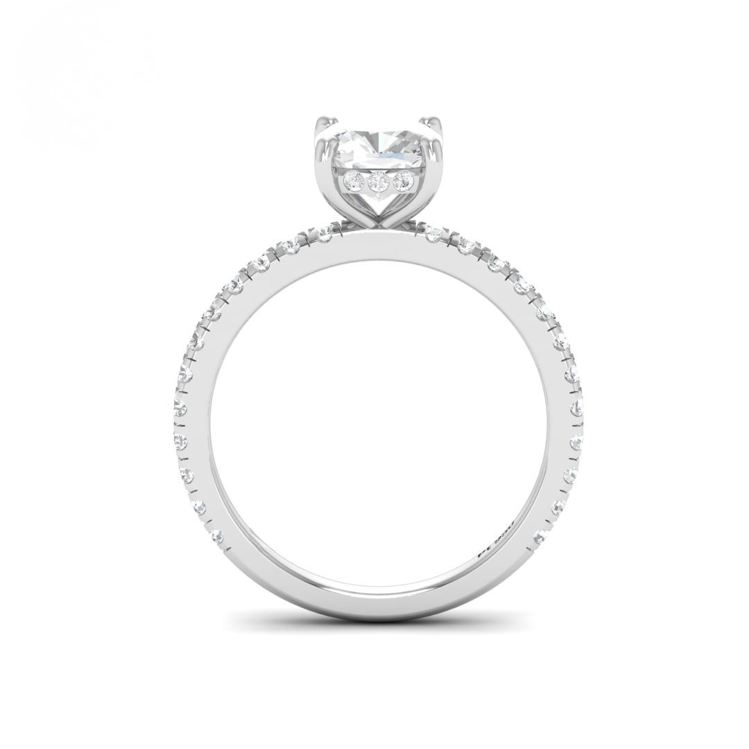Lila Cushion Cut Diamond Engagement Ring with Diamond Hidden Halo and Diamond Band
