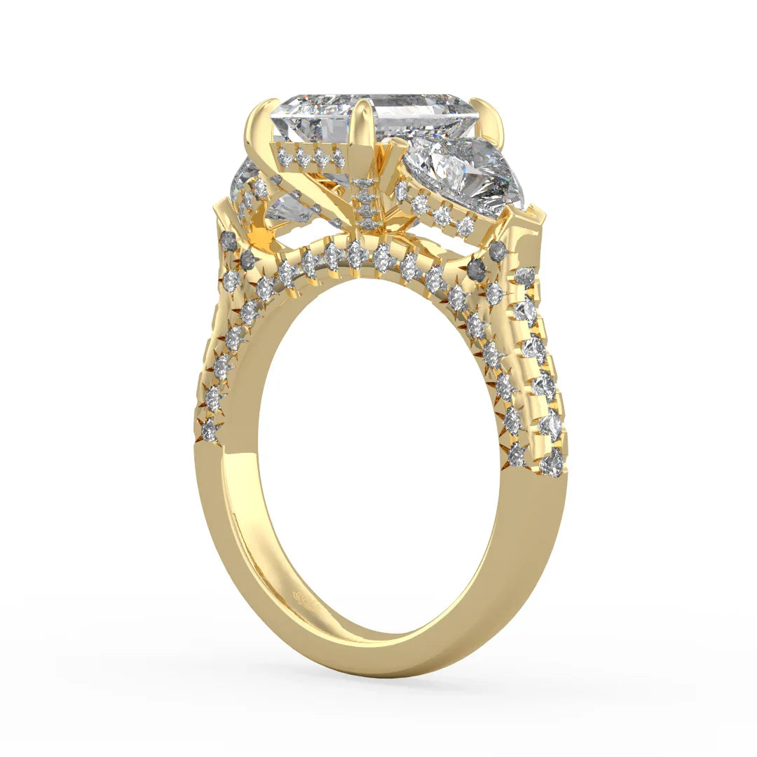 Seraphina Emerald Three Stone Diamond Ring
