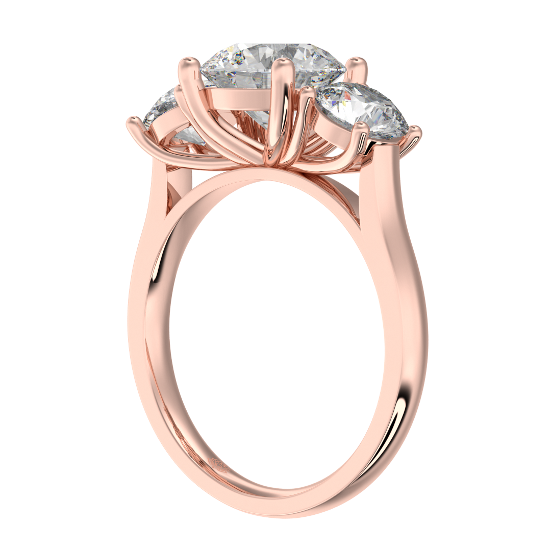 Océane Round Diamond Three Stone Engagement Ring