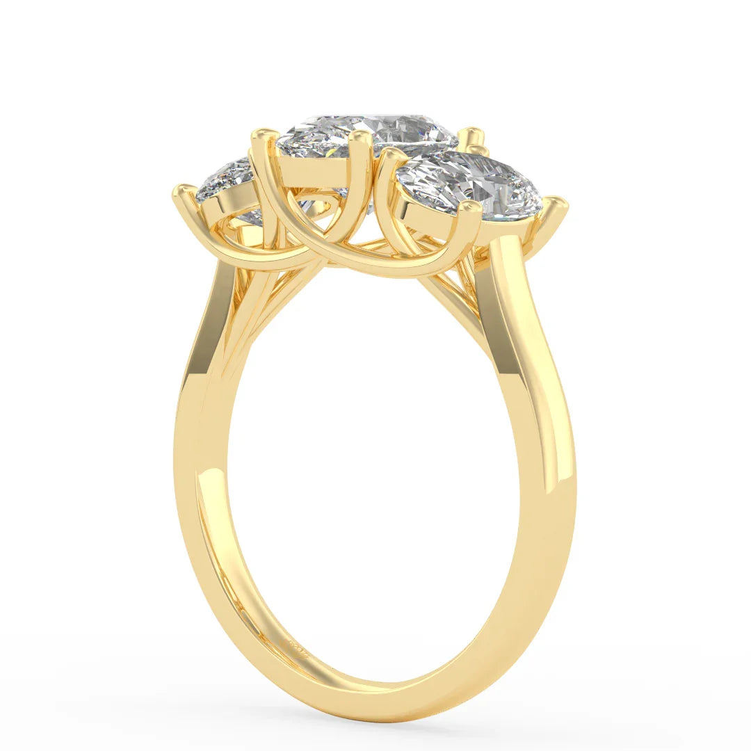 Genevieve Three Stone Oval Diamond Ring