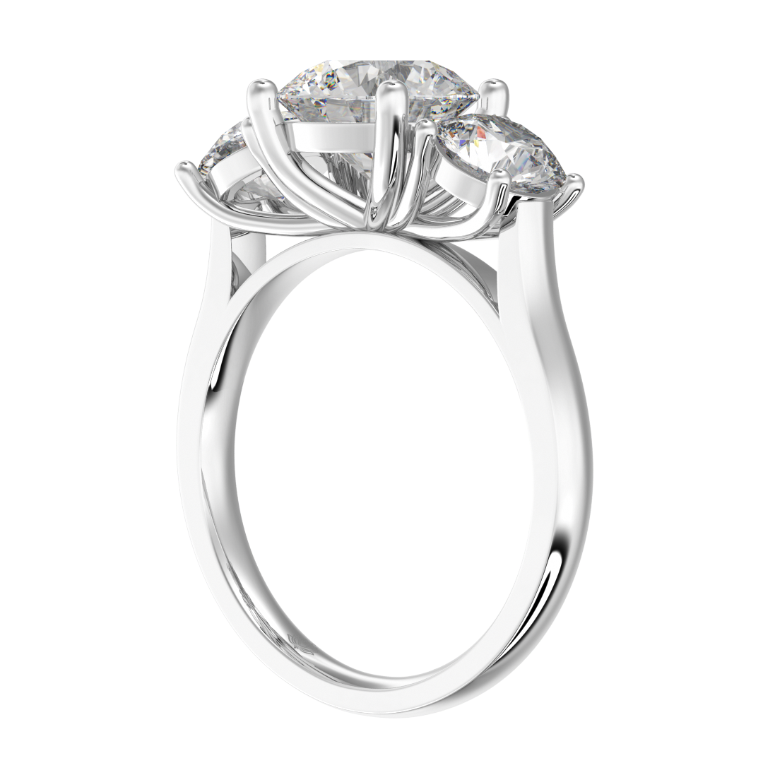 Océane Round Diamond Three Stone Engagement Ring