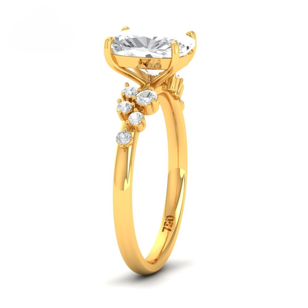 Lina Cushion Cut Diamond Engagement Ring With Diamond Accent Band