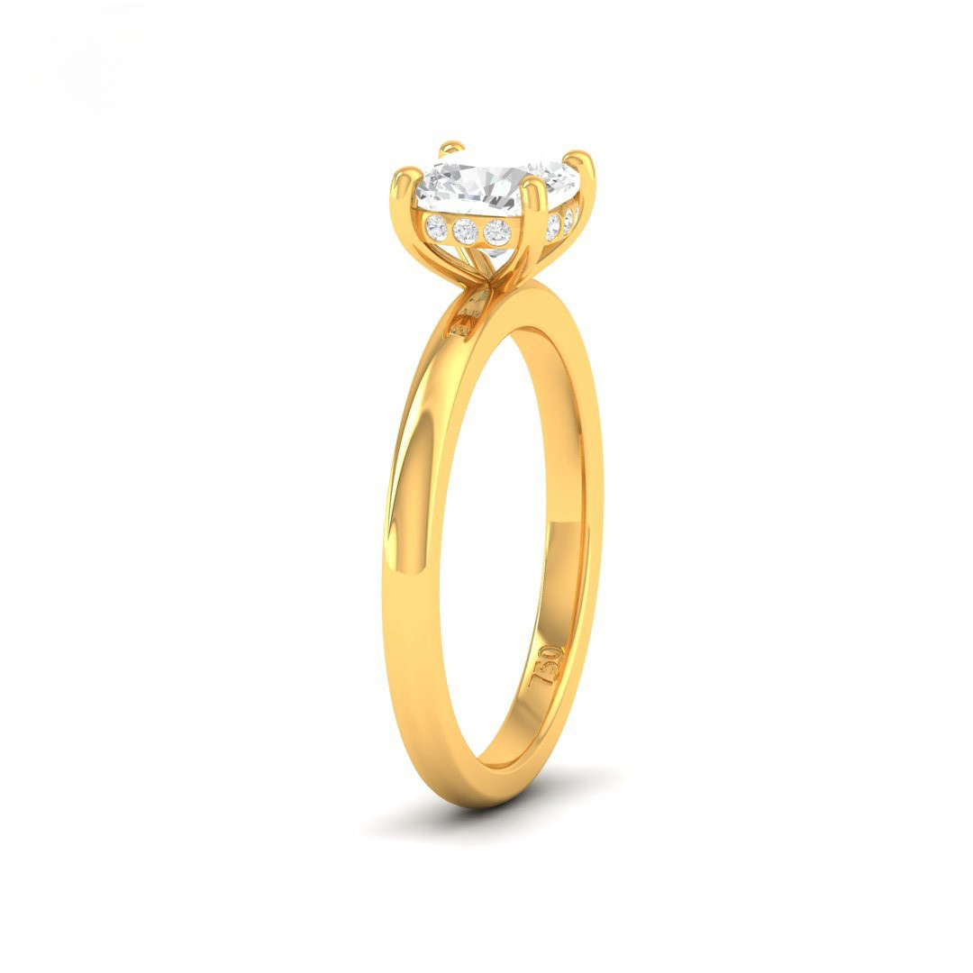 Kiara Cushion Cut Diamond With Hidden Halo Engagement Ring
