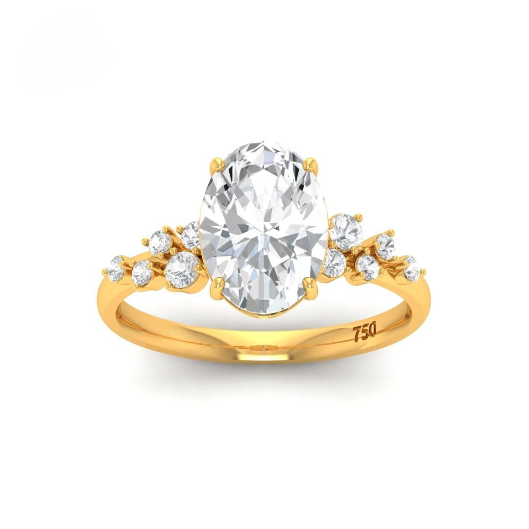 Lina Oval Cut Diamond Engagement Ring With Diamond Accent Band