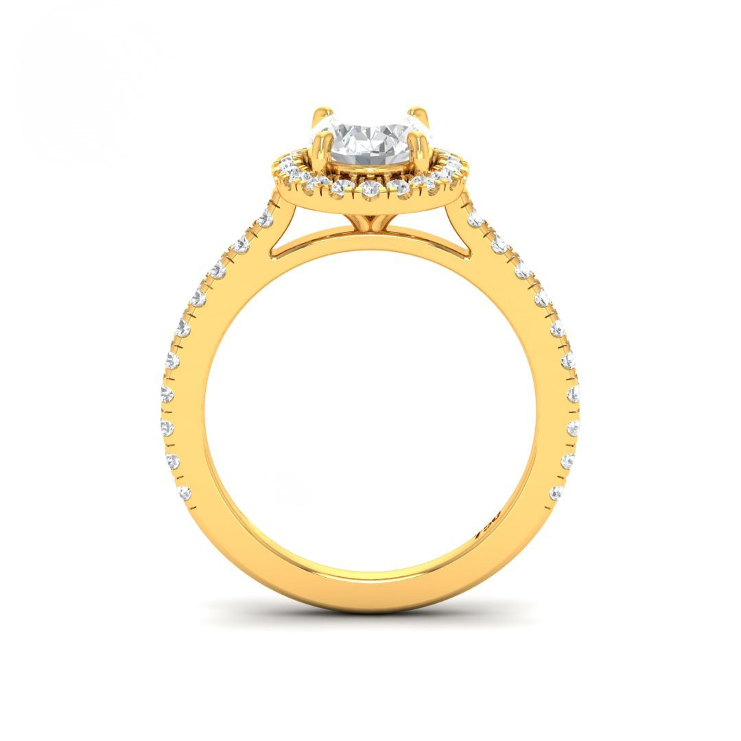 Belle Oval Cut Diamond Engagement Ring with Diamond Halo & Diamond Band