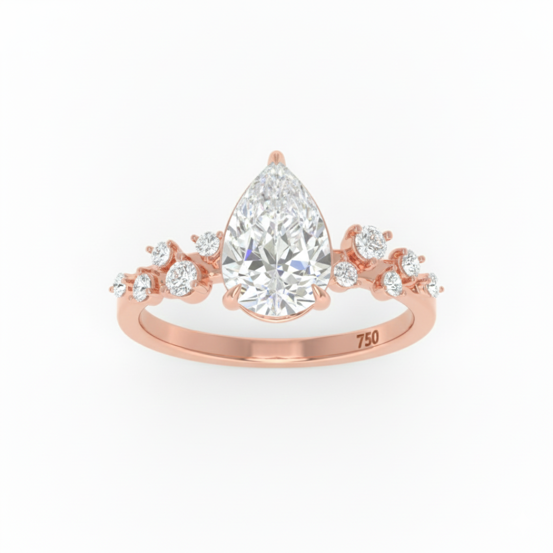 Lina Pear Cut Diamond Engagement Ring With Diamond Accent Band