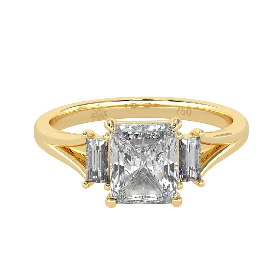 Ophelia Radiant Three Stone Diamond Ring