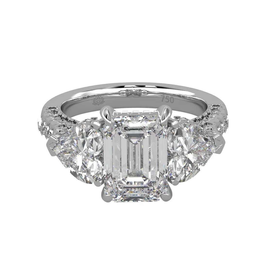 Seraphina Emerald Three Stone Diamond Ring