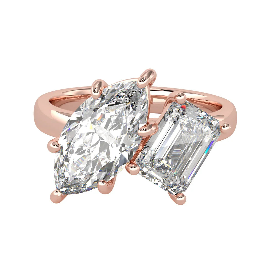 Celeste Marquise & Emerald Twin Diamond Ring