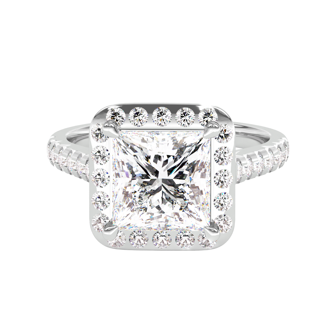 Guinevere Princess Diamond Hidden Halo Engagement Ring