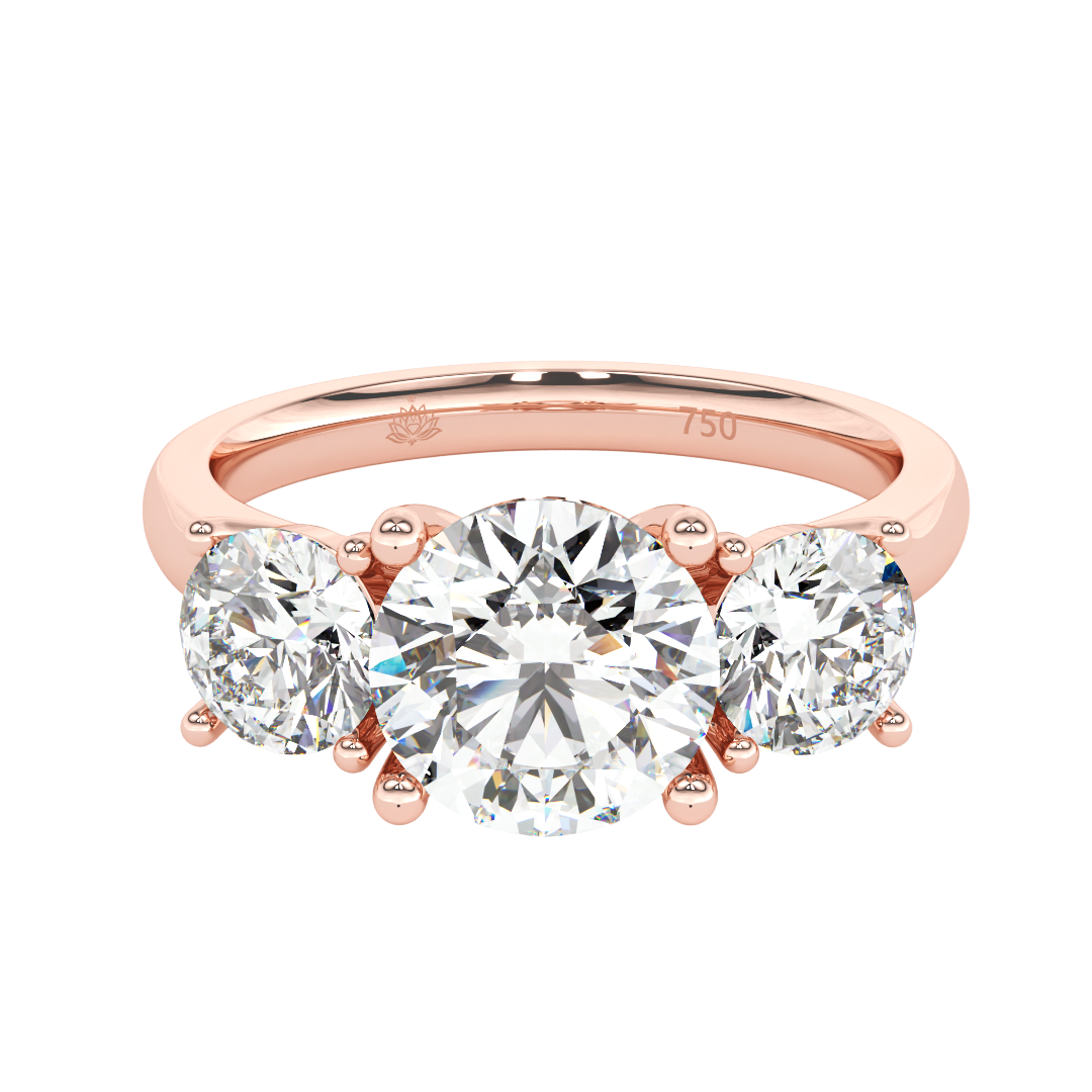 Océane Round Diamond Three Stone Engagement Ring