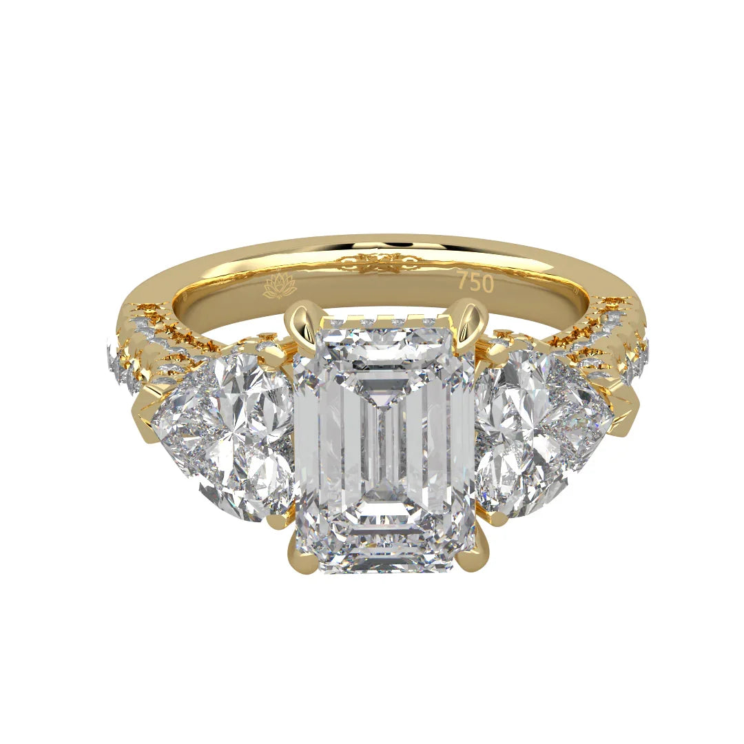Seraphina Emerald Three Stone Diamond Ring