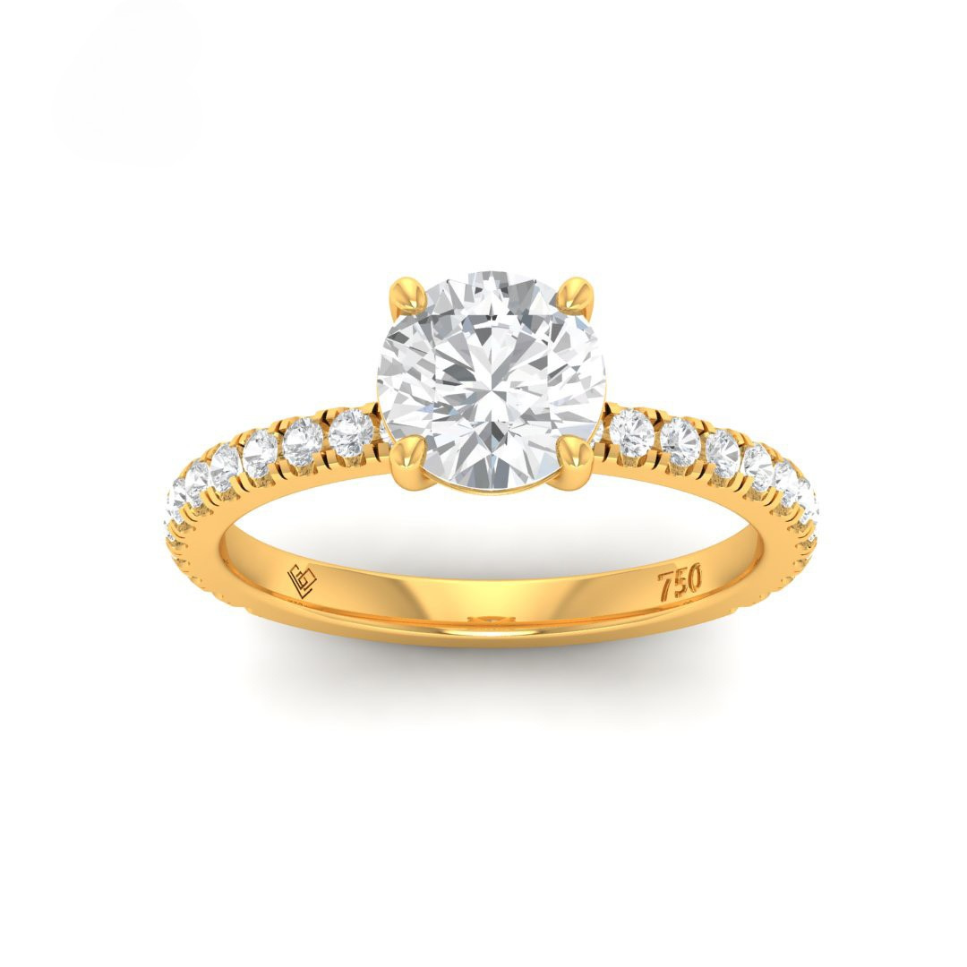 Athena Round With Diamond Band Engagement Ring