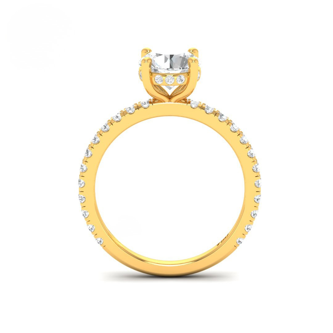 Lila Round Cut Diamond Engagement Ring with Diamond Hidden Halo and Diamond Band