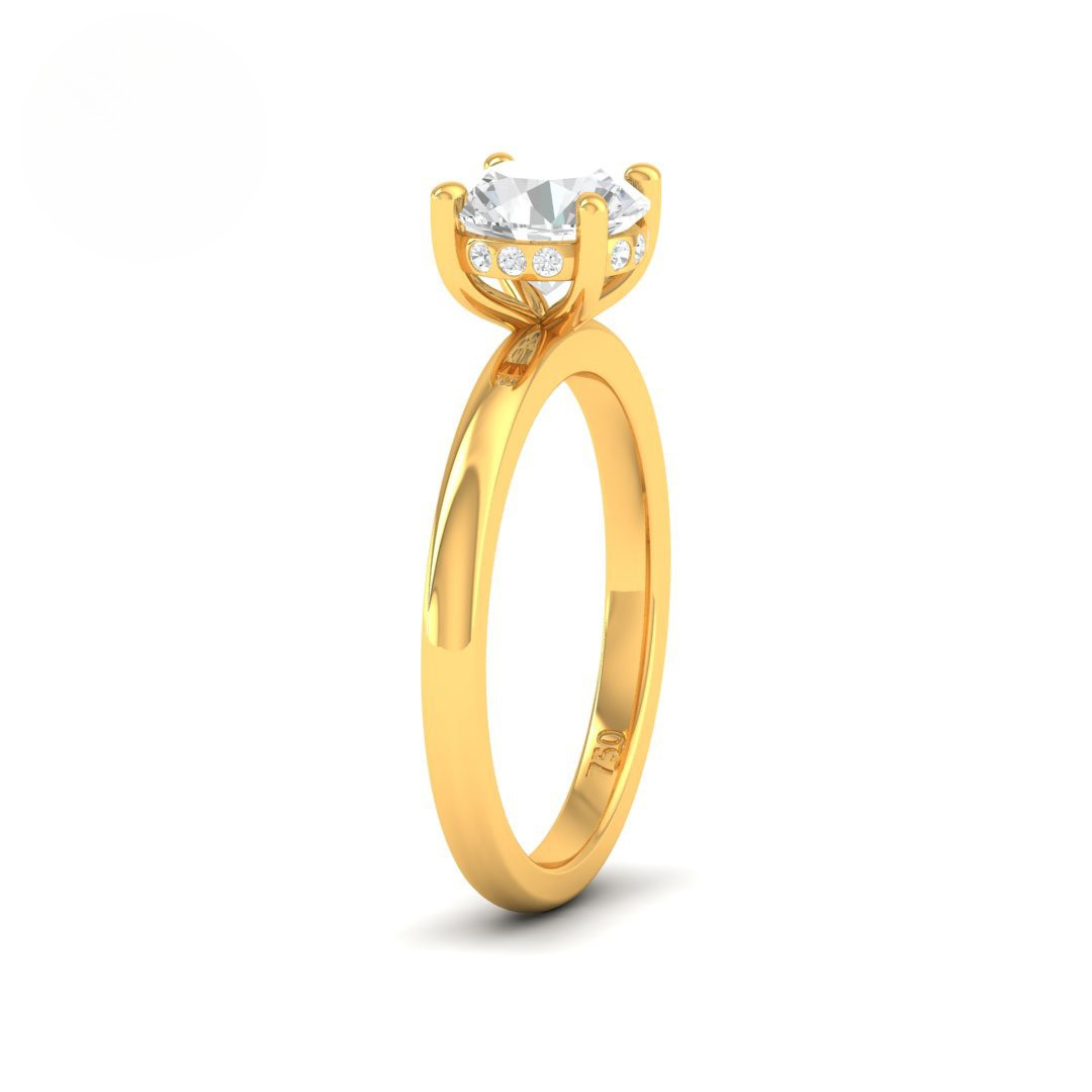 Kiara Round Cut Diamond With Hidden Halo Engagement Ring