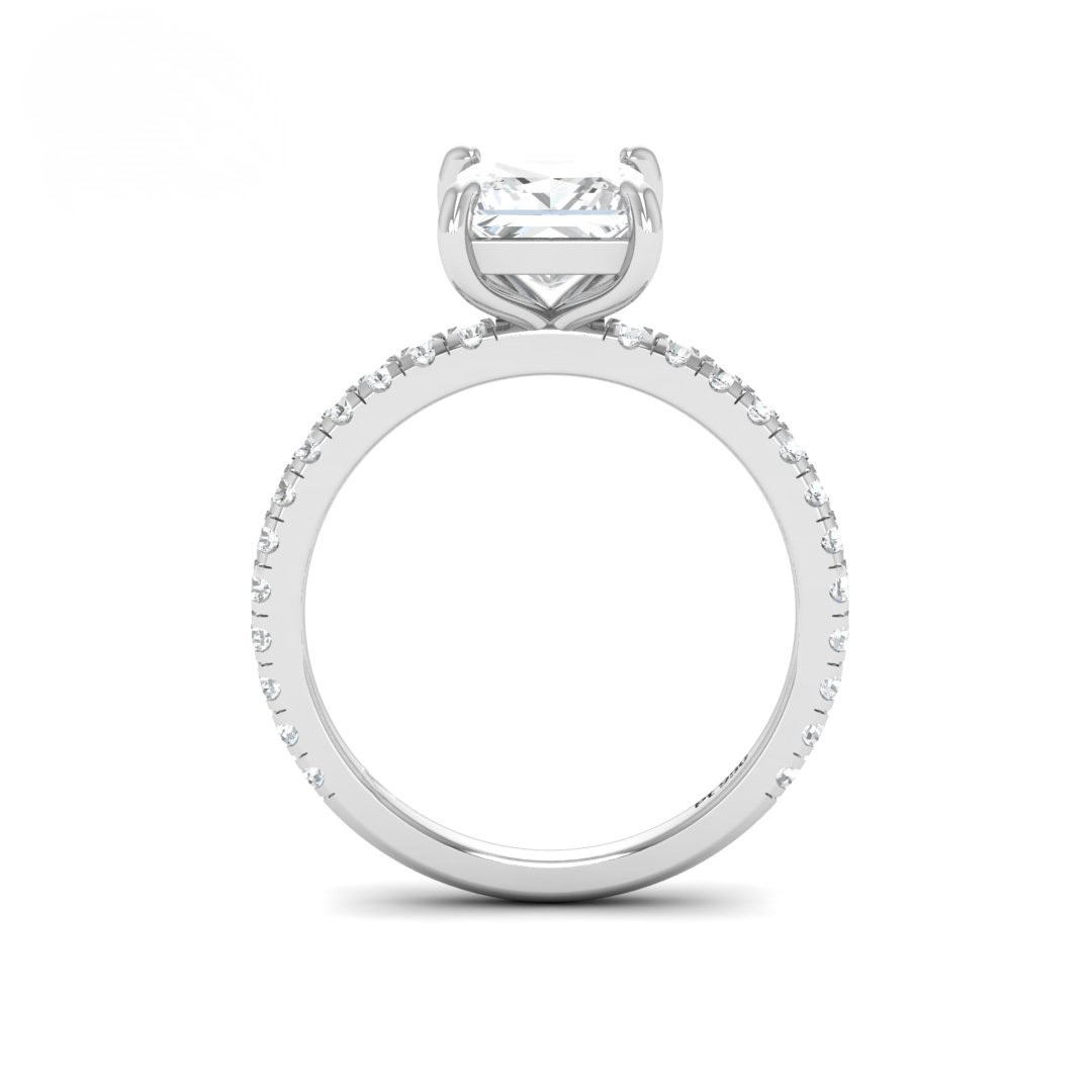 Athena Princess With Diamond Band Engagement Ring