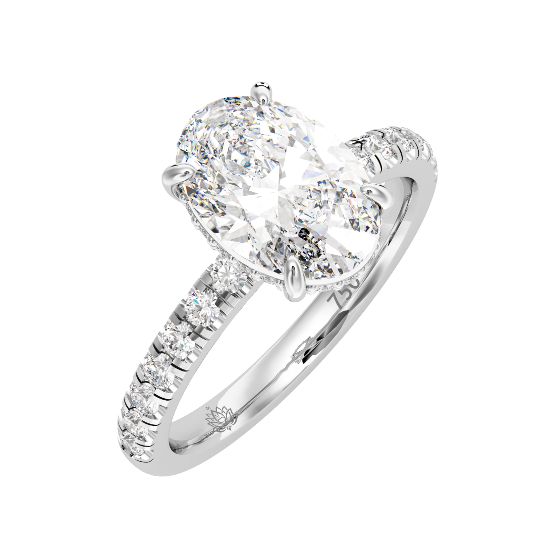 Persephone Oval Hidden Halo Diamond Ring