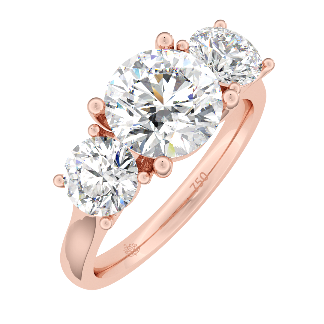 Océane Round Diamond Three Stone Engagement Ring