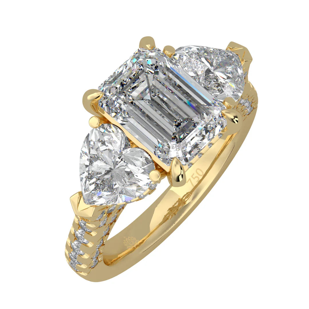 Seraphina Emerald Three Stone Diamond Ring