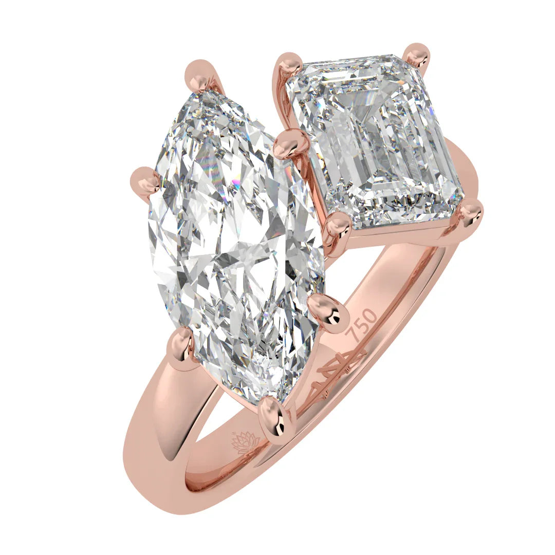 Celeste Marquise & Emerald Twin Diamond Ring