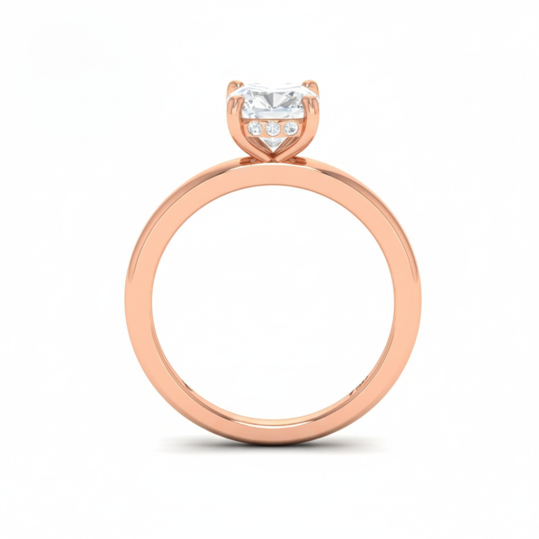 Kiara Cushion Cut Diamond With Hidden Halo Engagement Ring