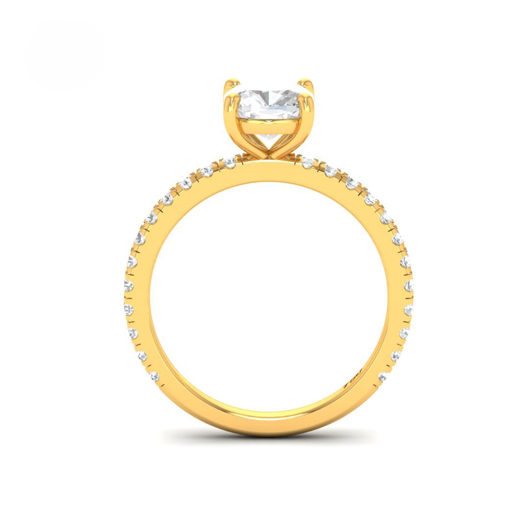 Athena Cushion With Diamond Band Engagement Ring