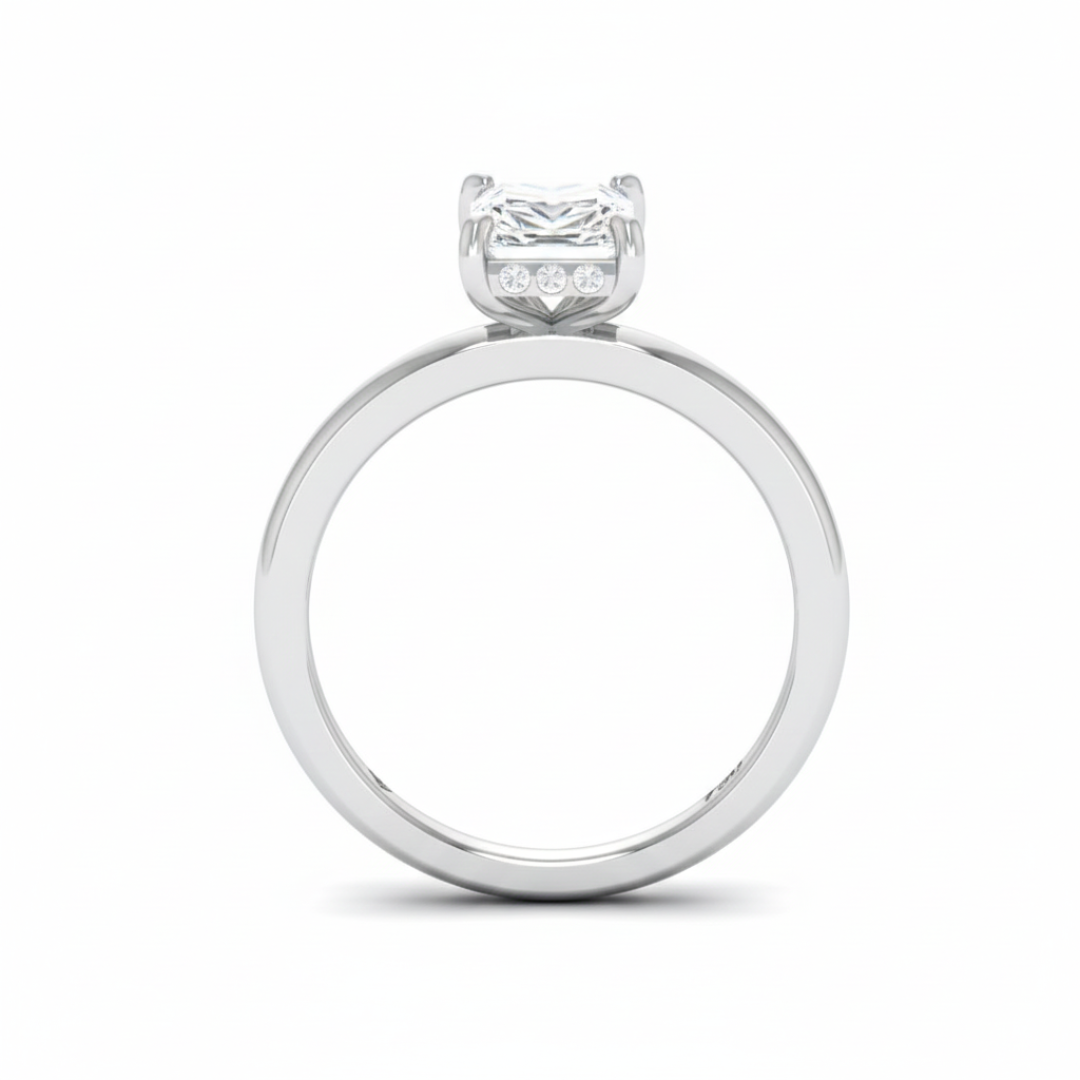 Kiara Radiant Cut Diamond With Hidden Halo Engagement Ring