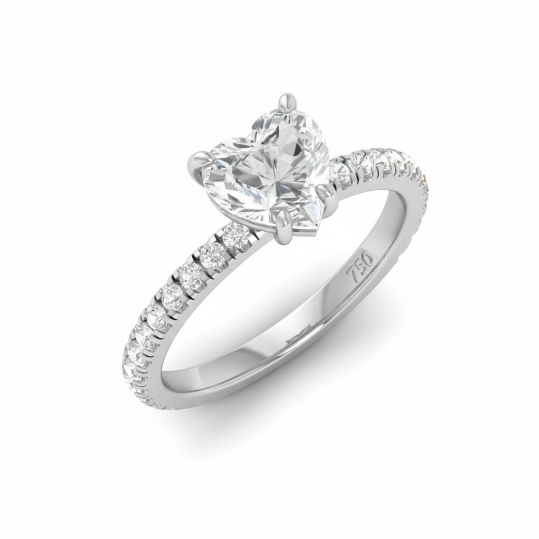 Athena Heart With Diamond Band Engagement Ring