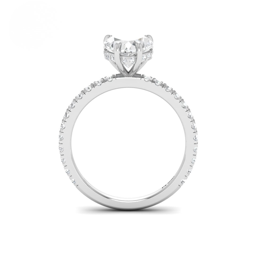 Lila Heart Cut Diamond Engagement Ring with Diamond Hidden Halo and Diamond Band