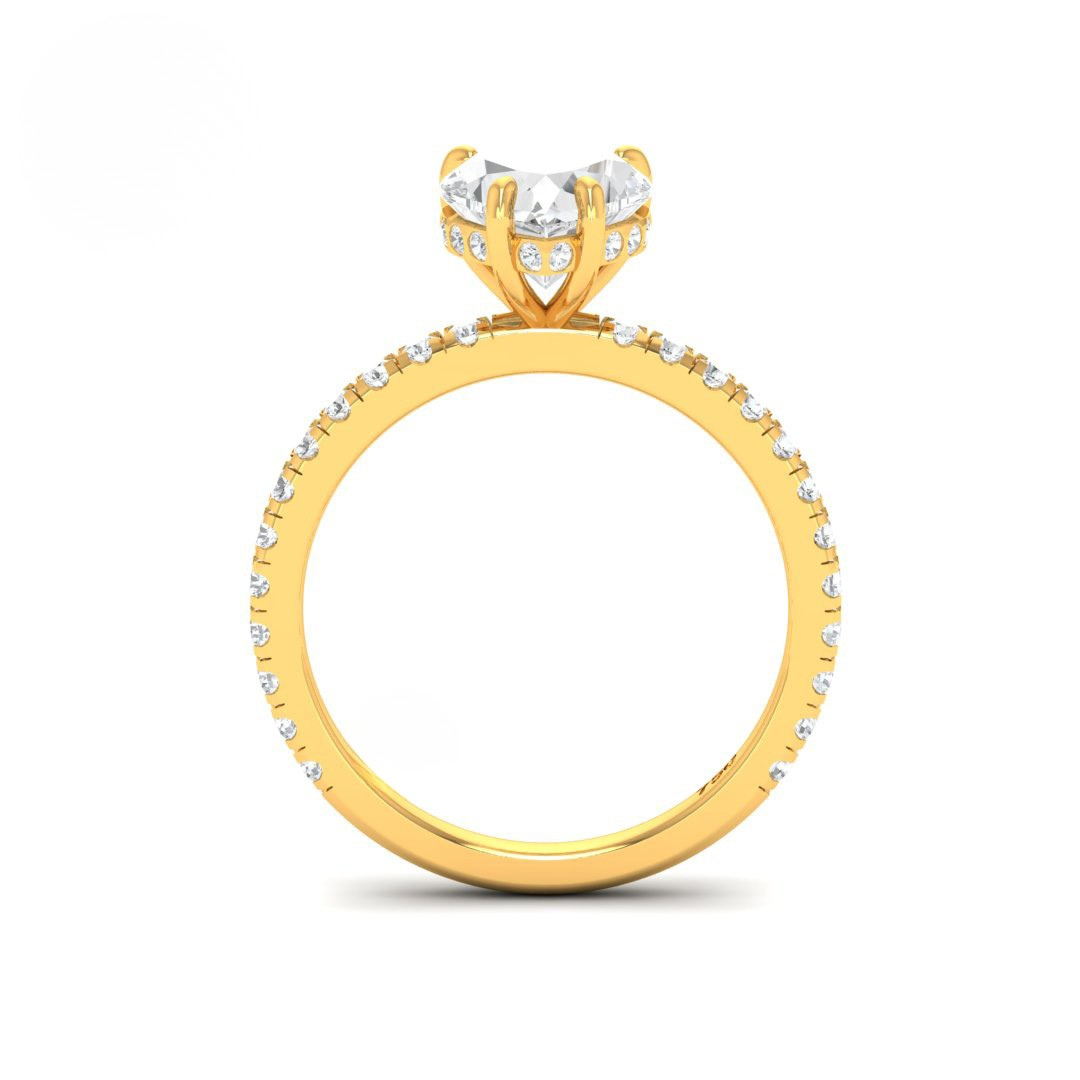 Lila Heart Cut Diamond Engagement Ring with Diamond Hidden Halo and Diamond Band