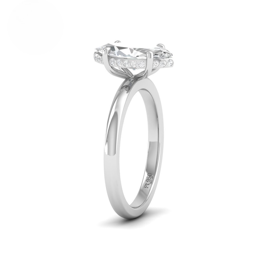 Kiara Marquise Cut Diamond With Hidden Halo Engagement Ring