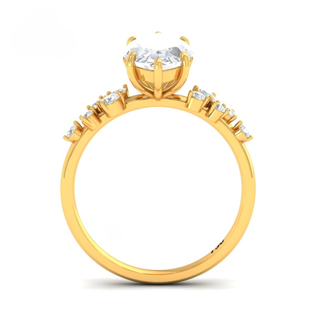 Lina Marquise Cut Diamond Engagement Ring With Diamond Accent Band