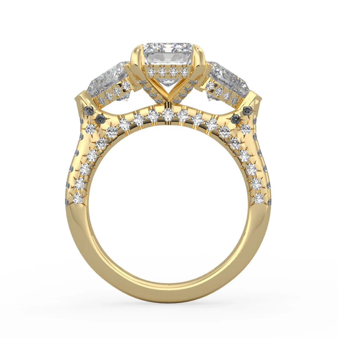 Seraphina Emerald Three Stone Diamond Ring