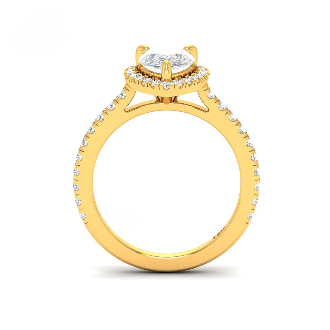 Belle Pear Cut Diamond Engagement Ring with Diamond Halo & Diamond Band