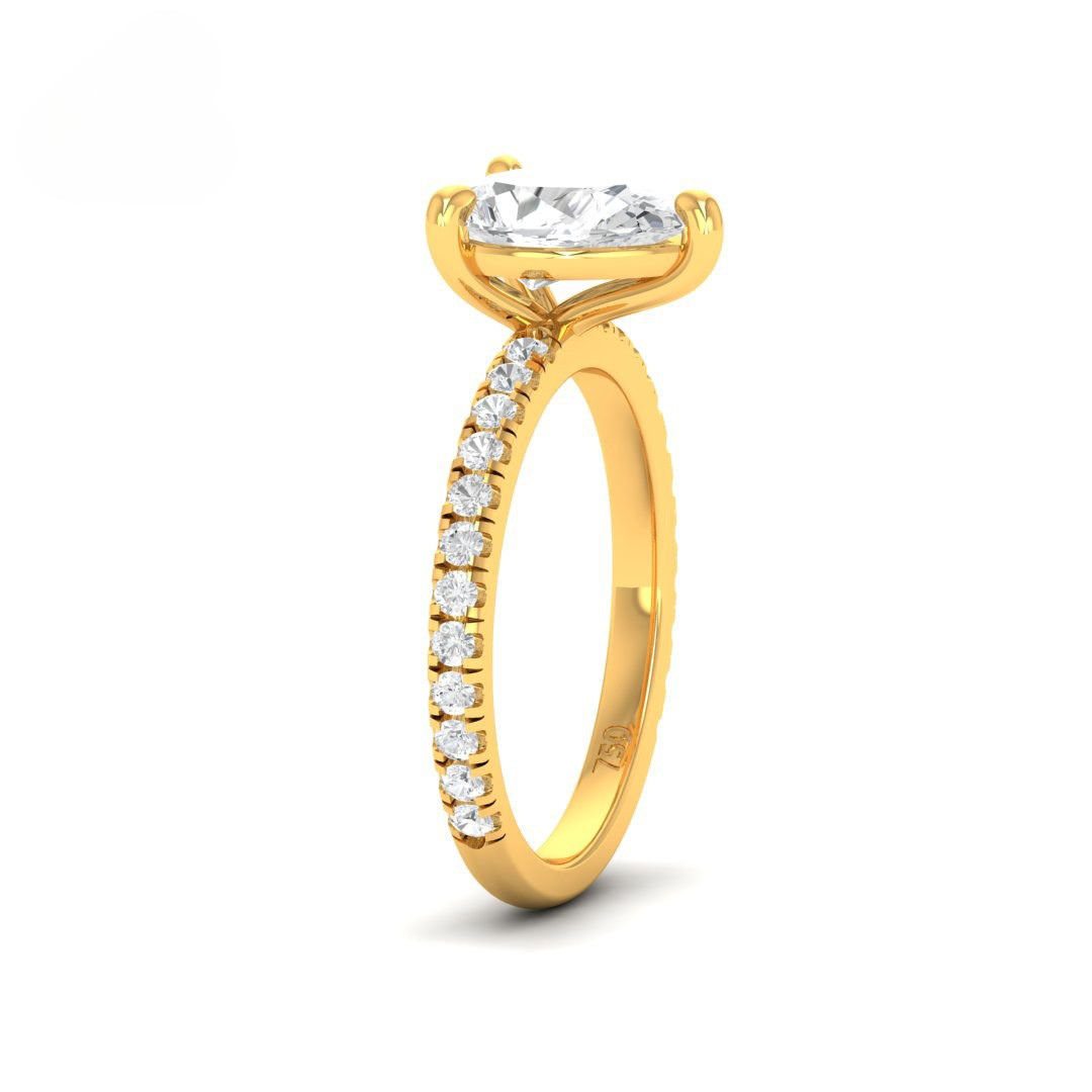Athena Pear With Diamond Band Engagement Ring