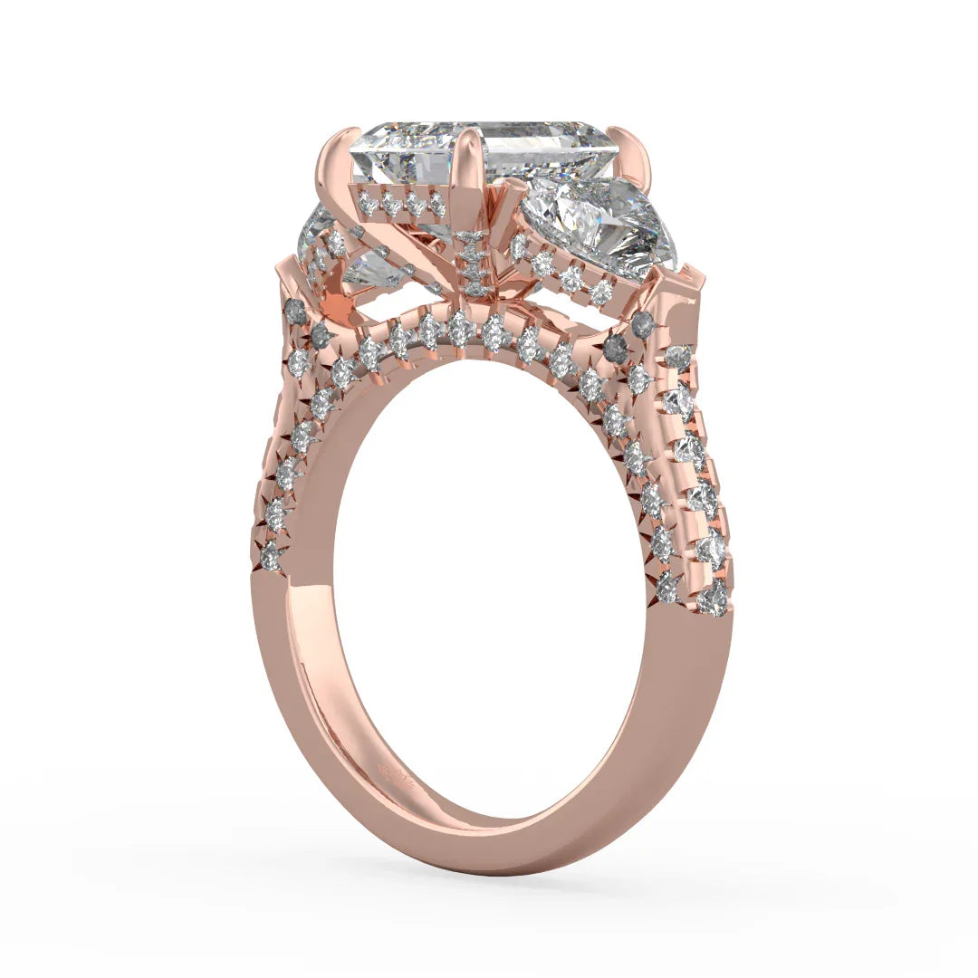 Seraphina Emerald Three Stone Diamond Ring