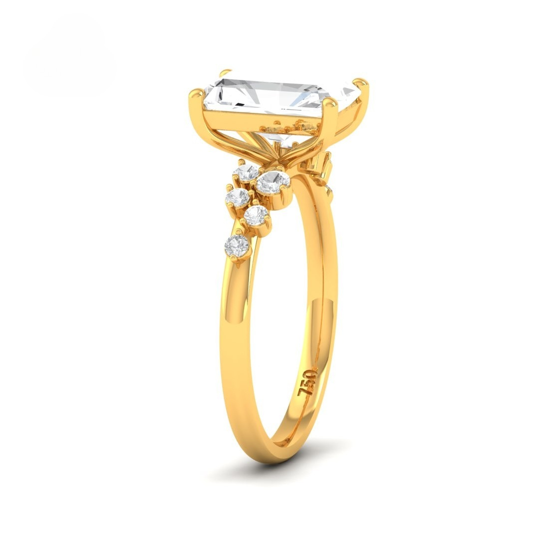 Lina Radiant Cut Diamond Engagement Ring With Diamond Accent Band