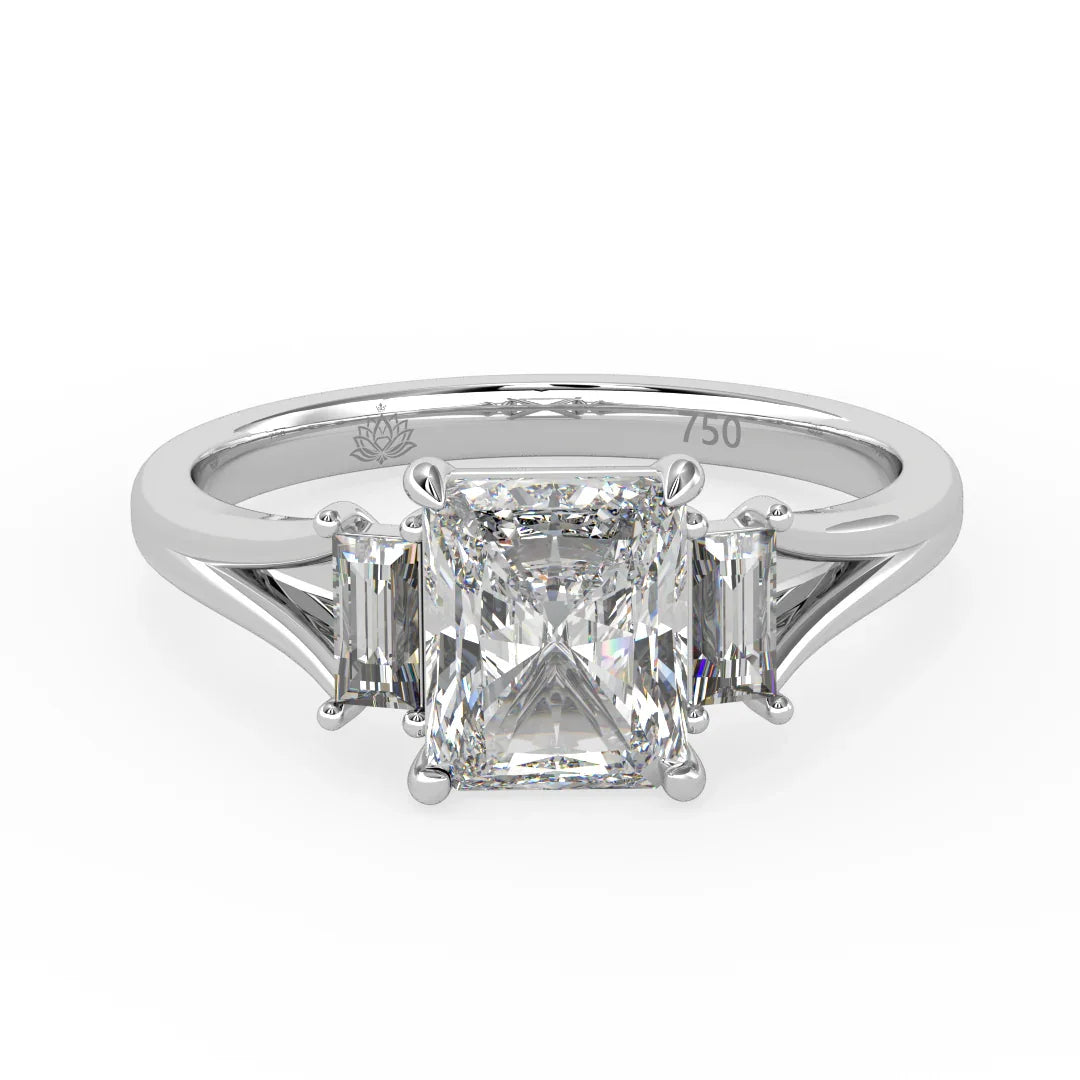 Ophelia Radiant Three Stone Diamond Ring
