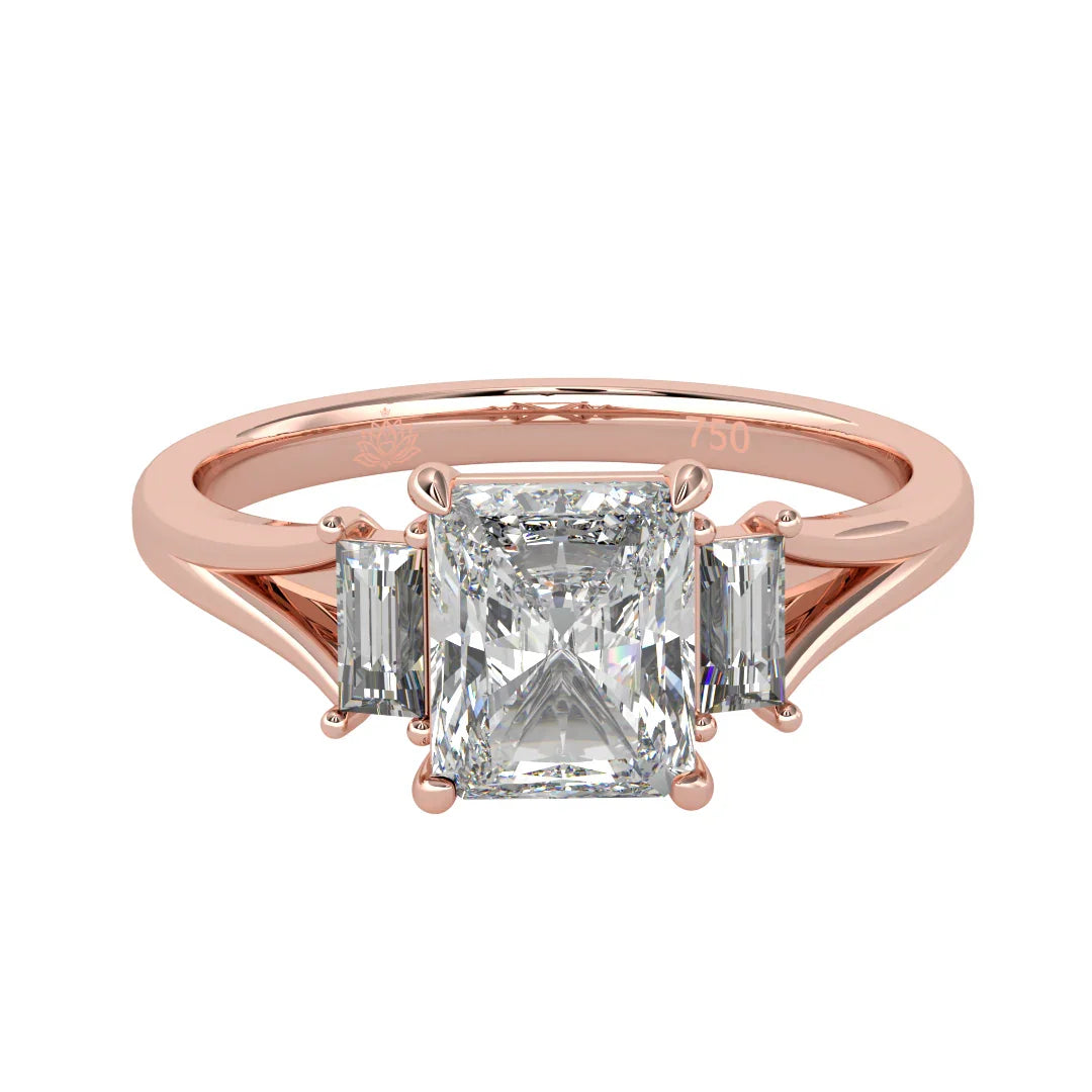 Ophelia Radiant Three Stone Diamond Ring