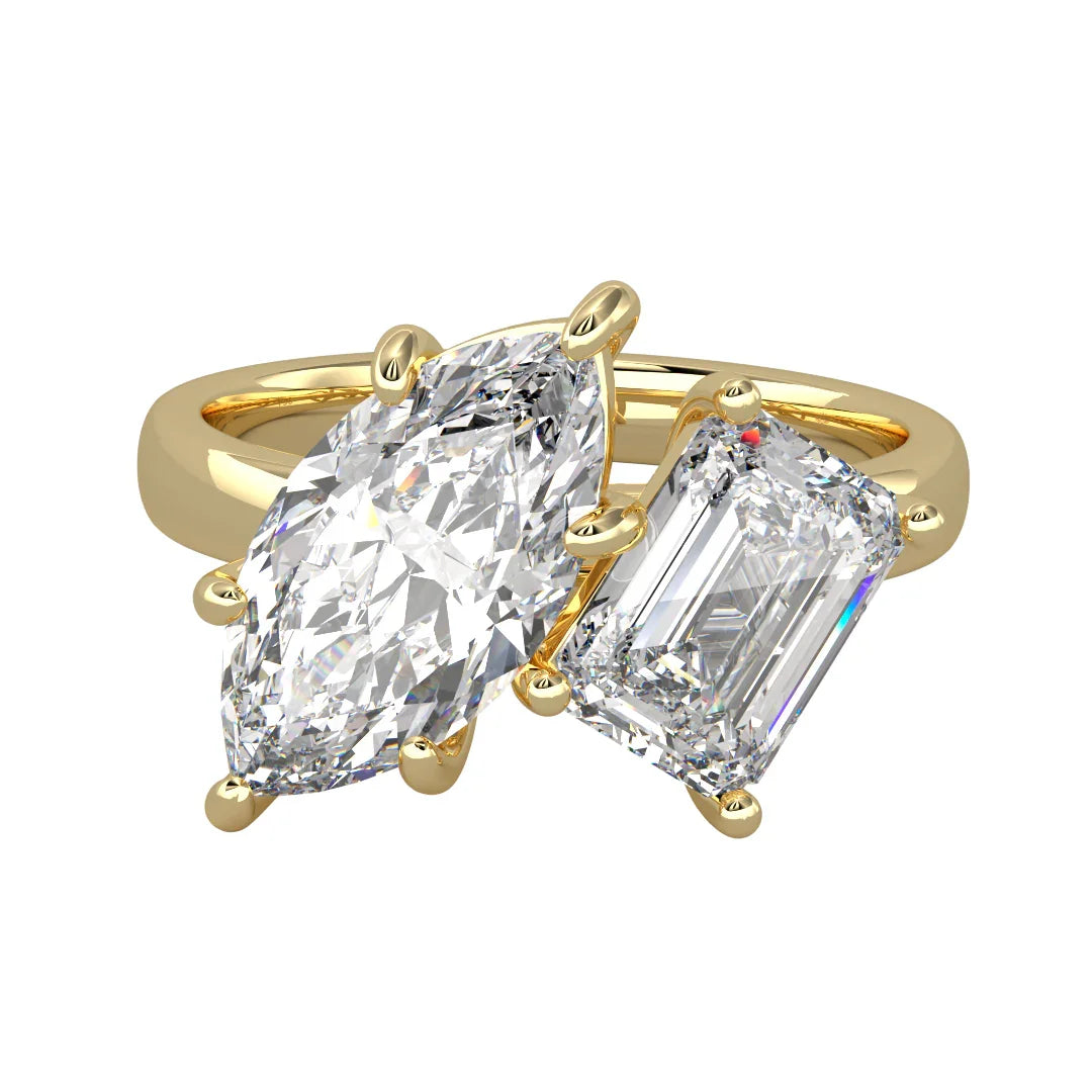 Celeste Marquise & Emerald Twin Diamond Ring